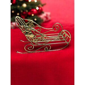 Gold Wire Sleigh Decoration For Holiday & Festive Displays